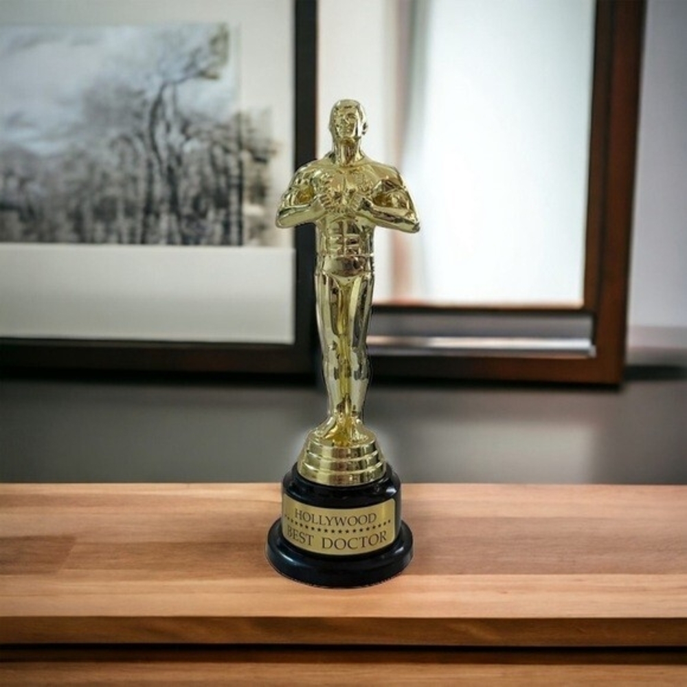 Hollywood Best Doctor Award Figurine 7.5" Gold Trophy Statue Brown Base
